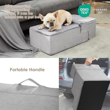 EHEYCIGA Dog Stairs for Bed 18" H, 4-Step Dog Steps for High Bed, Pet Steps for Small Dogs and Cats, Non-Slip Balanced Pet Ramp Indoor, Light Grey - Image 5