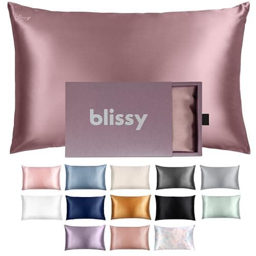 Blissy Silk Pillowcase - 100% Pure Mulberry Silk - 22 Momme 6A High-Grade Fibers - Silk Pillow Cover for Hair & Skin - Regular, Queen & King with Hidden Zipper (Standard, Plum) - Image 1