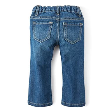 The Children's Place Baby Girls and Toddler Girls Basic Bootcut Jeans, Indigo Stone, 9-12 MONTHS - Image 4