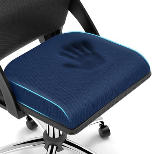 TranquilRelax Large Seat Cushion, Memory Foam Cushion for Long Sitting Hours on Office Chair, Home & Car, Non-Slip Chair Pad for Relieving Back & Sciatica & Hip & Coccyx Pain (Blue) - Image 1