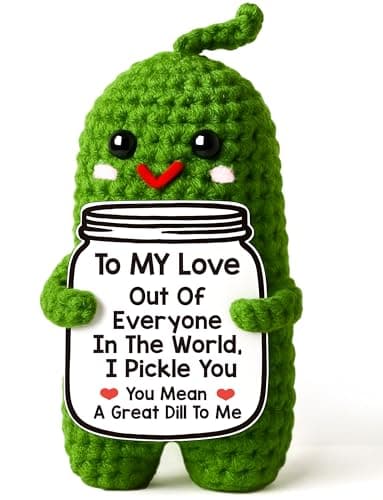 I Love You Gifts for Her Him, Birthday Christmas Gifts for Boyfriend Girlfriend, Wife, Husband, Couple, Romantic Gifts Anniversary Gifts for Women Men, Valentine's Day Gifts Handmade Crochet Pickle - Image 1