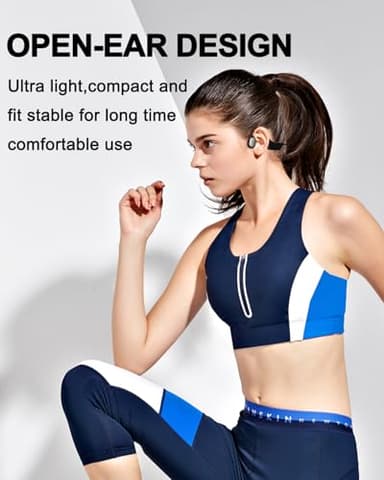 Bone Conduction Headphones Open Ear Waterproof Swimming Headphones Bluetooth 5.4 with Built-in MP3 Player 16G Memory Open Ear Sports Headset for Underwater Running Cycling and More Activities - Image 12
