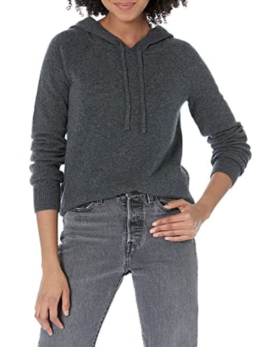 Amazon Essentials Women's Soft Touch Hooded Pullover Sweater, Charcoal Heather, Small - Image 1