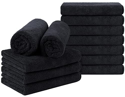 Orighty Black Salon Towel, Pack of 12 (Not Bleach Proof, 16 x 29 Inches) Super Soft and Absorbent Microfiber Hair Salon Towels for Salon, Hand, Gym, Bath, Spa and Home Hair Care - Image 1