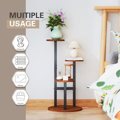 OERGKE 3 Tier Metal Plant Stand indoor Tall Plant Shelf outdoor for Multiple Plants Tiered Flower Pot Holder for Patio Garden Corner Balcony Living Room Bedroom Decor(Walnut) - Image 3