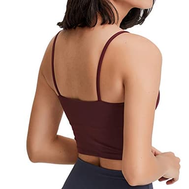 Lemedy Women Padded Sports Bra Fitness Workout Running Shirts Yoga Tank Top (L, Burgundy) - Image 5
