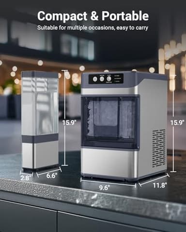 Nugget Ice Maker Countertop – 44 lbs/Day Pebble Ice Machine with 0.8 Gal Water Tank, 6-10 Mins Fast Ice, Self-Cleaning, Portable for Home, Camping, Kitchen, RV - Image 7