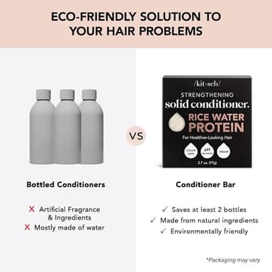 Kitsch Rice Water Protein Solid Shampoo and Conditioner Set for Hair Growth – Strengthening Hair Care Duo w/Rice Protein & Vitamins for Damage Repair – Paraben, Sulfate & Silicone Free, Made in USA - Image 8