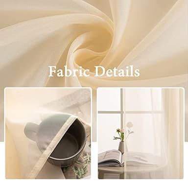 MIULEE 2 Panels Solid Color Sheer Window Curtains Elegant Window Voile Panels/Drapes/Treatment for Bedroom Living Room (54 X 96 Inches Cream Beige) - Image 3
