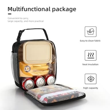 Lovoeo Lunch box Lunch bag for men women Insulated Lunchbox Lunch bags for Work Picnic Travel (Black) - Image 4