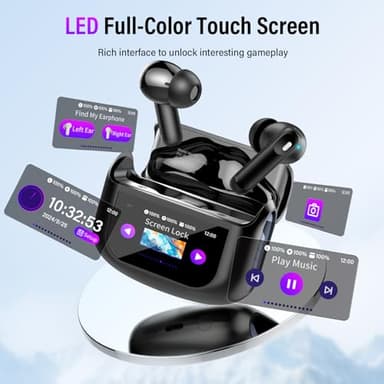 Wireless Earbuds, Bluetooth 5.4 Headphones with Multifunctional Touch Screen, 48H Bass Stereo Ear Buds with ANC/ENC Noise Cancelling/Transparency Mode, IPX7 Earphones with 5 EQ Modes for iOS Android - Image 4