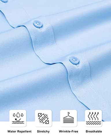 Alimens & Gentle Slim Fit Mens Dress Shirts for Men Button Down Long Sleeve Dress Shirts Wrinkle Free Formal Stain Proof Blue Sky - Image 5