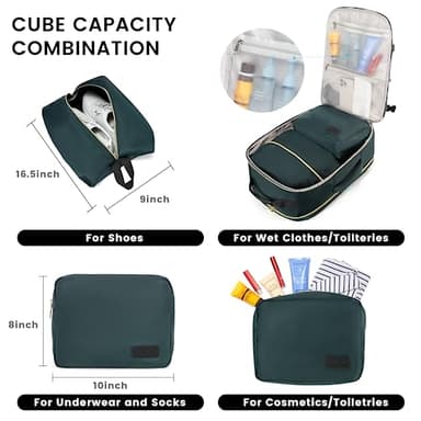 LOVEVOOK 40L Large Travel Backpack for Women Men, 17 Inch Carry on Backpack for Traveling on Airplane, Personal Item Travel Bag Airline Approved, Business Causal Weekender Backpack, Green-Black - Image 5