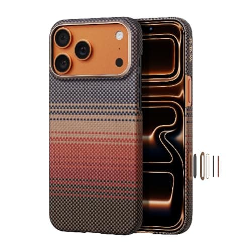 pitaka for iPhone 17 Pro Max Case 6.9" with Camera Control Button, Compatible with MagSafe, Ultra-Slim Case with Caseless Touch Feeling, 1500D Aramid Fiber Woven, Sunset - Image 1