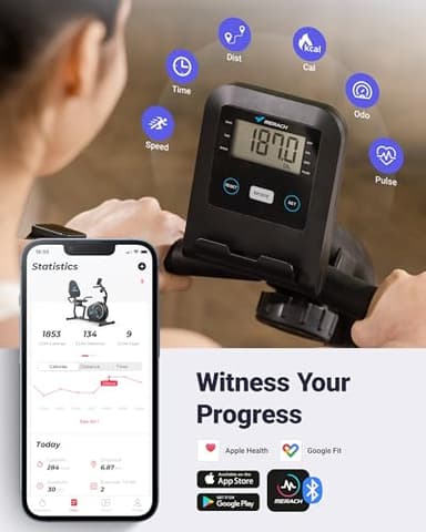 MERACH Recumbent Exercise Bike for Home with Smart Bluetooth and Exclusive App Connectivity, LCD, Heart Rate Handle, S08 Magnetic Recumbent Bikes, Black - Image 6