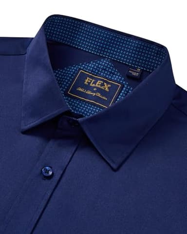 J.VER Mens Dress Shirts Stretch Wrinkle Free Button Down Shirt Business Casual Long Sleeve Stylish Tops for Wedding Party Prom Navy Blue Medium - Image 3