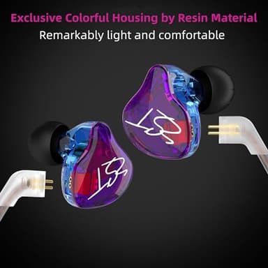 YINYOO Easy KZ ZST Colorful Hybrid Banlance Armature with Dynamic in-Ear Earphone 1BA+1DD HiFi Headset KZ in Ear Monitors Headphones Wired Earbuds IEM Earphones Gaming Earbuds (Colorful Without mic) - Image 5