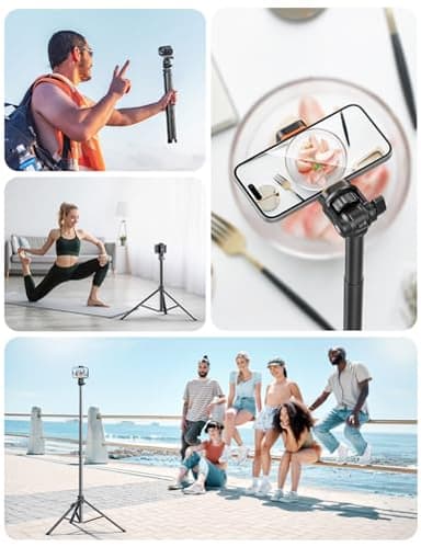 71''/180cm Phone Tripod & Selfie Stick, Portable Travel Stand for Video Recording, Travel Tripod for iPhone/Cell Phone with Detachable Remote, Compatible with Smartphones, DSLR - Image 8
