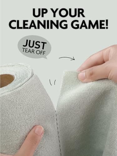 Fantasticlean Tear Away Dish Cloth - 40 Sheets - 10'' by 10'', Reusable Washable Kitchen Towel Rolls, Super Absorbent and Thick Microfiber Cleaning Cloths (2 Rolls of Beige and MossGreen) - Image 3