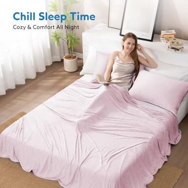 HOMFINE Cooling Blankets for Hot Sleepers - Summer Blanket Thin Lightweight Breathable Soft Double Side Enhanced Cooling for Bed Couch Sofa, Keep Cool for Night Sweats (Pink, 90 x 90 inches) - Image 5