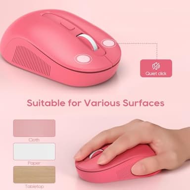 Wireless Keyboard and Mouse Combo - Round Keycaps, Full-Size Retro Typewriter Keyboard with Detachable Wrist Rest, Sleep Mode & Tilt Legs, 2.4GHz Cordless Connection for Mac/Windows/PC (Hot Pink) - Image 6