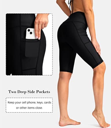 SANTINY Women's 8''/12'' High Waisted Swim Shorts with Pockets UPF50+ Long Board Swimming Shorts for Women with Liner (Black_XXL) - Image 4