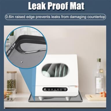 Dishwasher Drain Pan Mat, Portable Dishwasher Silicone Mat with Raised Edge, Small Dishwashers Drip Pan Dishwashers Tray for Leaks, Non-Slip Waterproof Protector Pad, 23.6''x23.6'' - Image 3