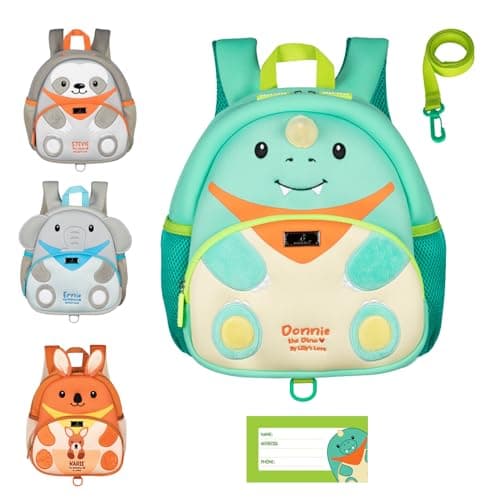 BabbleRoo Toddler Backpack, Kids Backpack - Light & Comfortable, Water Resistant Neoprene, Leash for Toddlers 1-3, Reflective Strips for Visibility, Animal Backpack, Donnie the Dino - Image 1