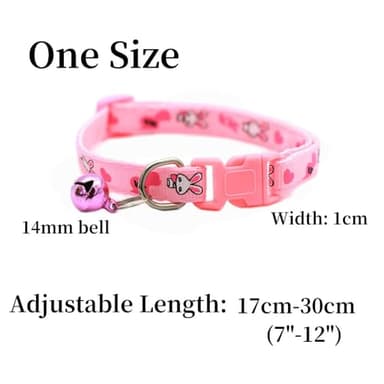 Green Small Cat Collar with Bell,Rabbit Pattern Dog Collar Girl Cute Fancy Puppy Collar with Bells for XXS XS Tiny Little Kitten Pet Female Dogs,Neck 7-12 Inch - Image 7