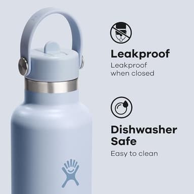 Hydro Flask Water Bottle - Insulated Stainless Steel - Straw Lid, Non Spill, Leakproof 24 Oz Surf Blue - Image 4