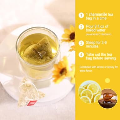 FullChea - Chamomile Tea bags, 50 Teabags - Pure & Natural Chamomile Flower Herbal Tea for Relaxation - Non-GMO - Caffeine-free - Support Digestion & Boost Immune System - Image 4