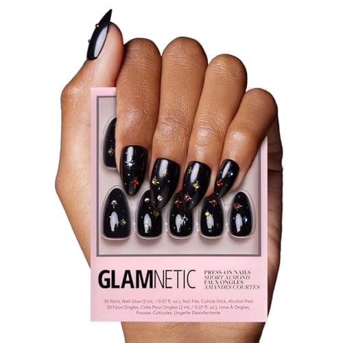 Glamnetic Press On Nails - Winter Comet | Glossy, Opaque, Short Almond Nails, Salon Quality | 15 Sizes - 30 Nail Kit with Glue - Image 1