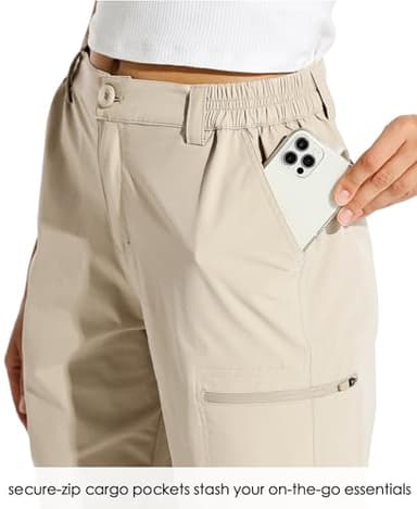 Willit Women's 10" Hiking Cargo Shorts Stretch Golf Active Long Shorts Quick Dry Outdoor Summer Shorts Khaki M - Image 3