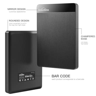 UnionSine 1TB Ultra Slim Portable External Hard Drive HDD-USB 3.0 for PC, Mac, Laptop, PS4, Xbox one, Xbox 360-HD2510(Black) - Image 2