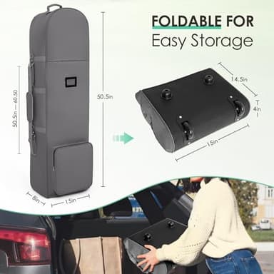 DAREKUKU Golf Travel Covers for Airlines with Detachable Shoulder Straps, Soft Foldable Golf Club Travel Bags, 900D Heavy Duty Oxford -Universal Size, Grey - Image 2