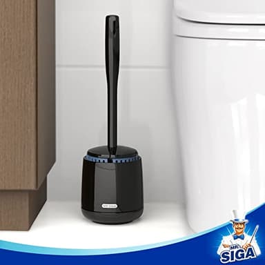 MR.SIGA Toilet Bowl Brush and Holder, Premium Quality, with Solid Handle and Durable Bristles for Bathroom Cleaning, Black, 1 Pack - Image 6
