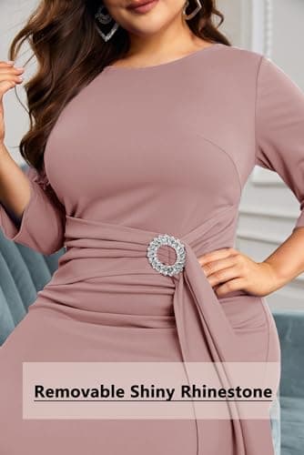 KIMCURVY Plus Size Women's Elegant Cocktail Dresses for Women Wedding Dress to Hide Tummy Dresses Pink 22W - Image 3