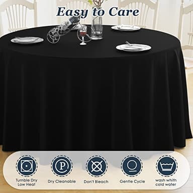 LEQEE Round Tablecloth,6 Pack 120inch Stain and Wrinkle Resistant Polyester Table Cloth,Decorative Fabric Table Cover for Kitchen,Dinning,Party,Wedding Round(Black) - Image 4