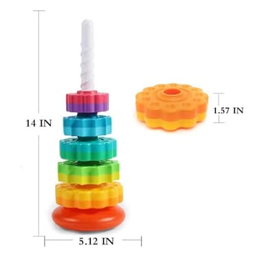LBAIBB (1 PCS Spinning Stacking Toy,Spin Toy for Toddlers 1-3,Sensory Toys for Toddlers 1-3,Rainbow Spin Tower,Autism Spin Stack Toys,Suitable for Gifts for Boys and Girl - Image 3