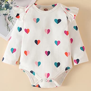 Fullfamous Baby Girl Clothes Gifts Outfits,Fall Winter Long Sleeve Romper and Pant Set Raspberry Heart 6-12 months - Image 4