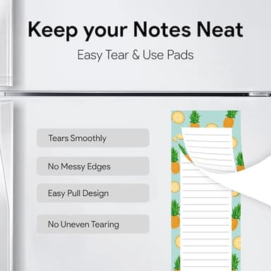 4 Large Magnetic Notepads – Big Notepads for Grocery List, Shopping List, To-Do List, Reminders -Strong Magnetic Back- Memo Pads with Realistic Fruit Designs | 60 Sheets per Pad 9 x 3.5 inch (4 Pack) - Image 8