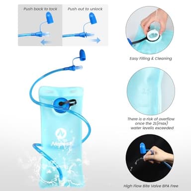 Nepest Hydration Pack Backpack for Women & Men, Lightweight Water Backpack with 2L Water Bladder for Hiking Cycling Running Biking, Black - Image 6