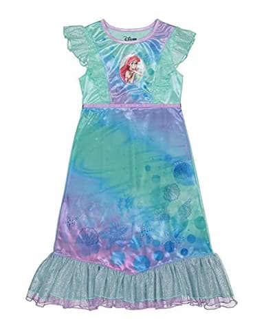Disney Girls' Little Mermaid Fantasy Gown Nightgown, WATERCOLOR ARIEL 2, Size 8 - Image 1