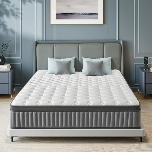 LIKIMIO 10 Inch Queen Size Mattress in a Box, Gel Memory Foam Zoned Hybrid with Cool Ice Silk Cover, Reinforced Edge Individually Pocket Springs, Zero Motion, Medium Firm, SG Made, CertiPUR-US - Image 1