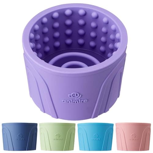 Dog Slow Feeder Lick Bowl, Anxiety Relief Dog Licking Mat Treat Dispenser, Non-Slip Anti-Choking Slow Eating Lick Bowl for Small Medium and Large Breed Dogs, BPA Free Silicone(Purple,S) - Image 1