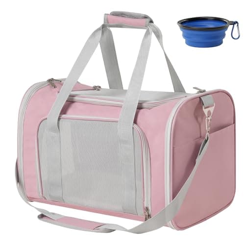 Roaringkitty Travel in Style: Portable Pet Carrier for Small Pets up to 15 Lbs- Airline Approved, Collapsible & Comfortable cat/Puppy Soft Sided Bag (Pink) - Image 1