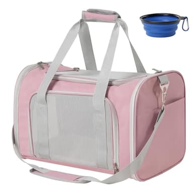 Roaringkitty Travel in Style: Portable Pet Carrier for Small Pets up to 15 Lbs- Airline Approved, Collapsible & Comfortable cat/Puppy Soft Sided Bag (Pink) - Image 1