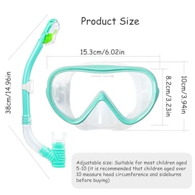 Kids Snorkel Set, Child Diving Mask Anti-Fog Swimming Goggles Dry Snorkel Children Snorkeling Swimming Gear for Youth Boys Girls Age 4-14 (Aqua Set) - Image 5