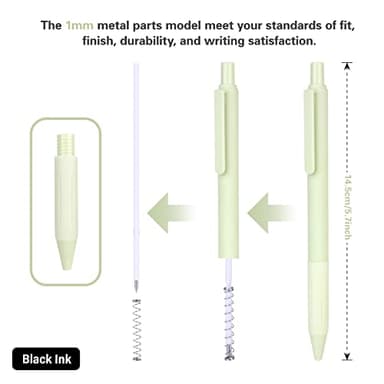 Drawdart 14-Pack Pastel Ballpoint Pens, Medium 1.0mm Black Ink, Retractable - For Smooth Writing and Journaling - Image 3