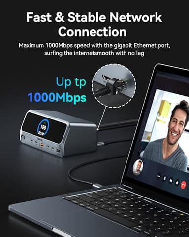 MOKiN Docking Station,13 in 1 USB C Laptop Charging Station with 2.26" LCD Smart Display,Dual HDMI Display,10Gbps USB A/C Ports,Gigabit Ethernet,160W Max Output for Dell,HP,Lenovo and More - Image 7